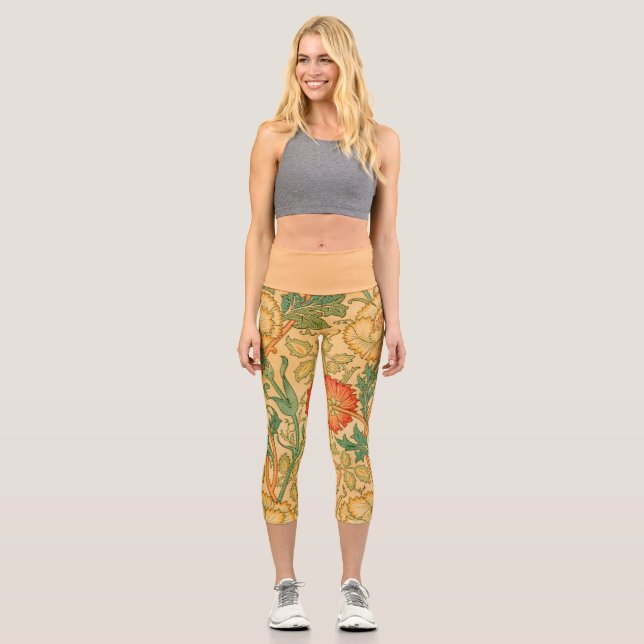 Rosa und Rose von William Morris  Capri Leggings (Vorderseite)
