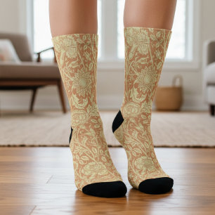 Rosa und Rose von William Morris, Vintage Blume Socken