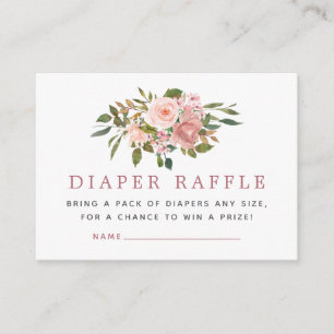 Rosa- und Roségold-Baby-Shower-Windel-Raffle Begleitkarte