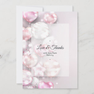 Rosa und Roségold Ballons Dankeskarte