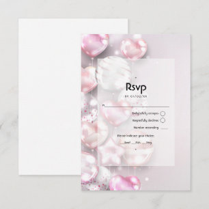 Rosa und Roségold Ballons RSVP Karte