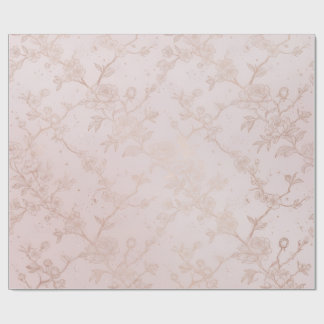 Rosa und Roségold Blumen-Chinoiserie Nahtlos Geschenkpapier