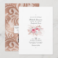 Rosa und Roségold Blumen- und Spitzenhochzeit