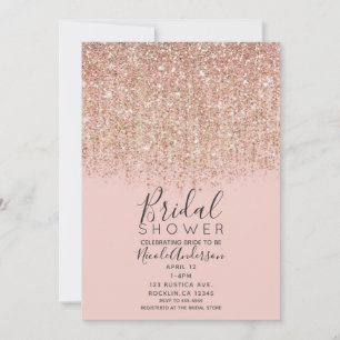 Rosa und Roségold Glitter-Junggesellinnen-Abschied Einladung