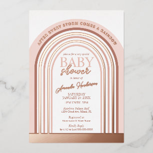 Rosa und Roségold Regenbogen Baby Baby Shower Folieneinladung