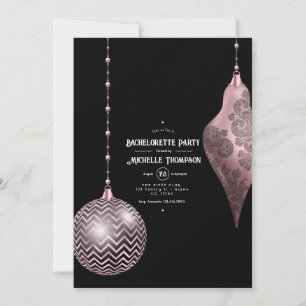 Rosa und Roségold Weihnachts-Junggesellinnenabschi Einladung