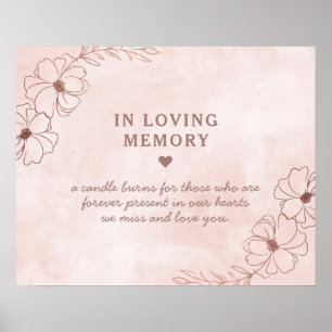 Rosa und Roségoldfolie "In Loving Memory"-Schild Poster