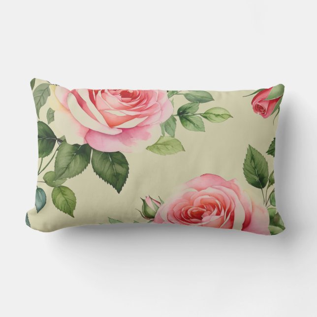 Rosa und Rosenknospe Kissen Für Draußen (Vorderseite)