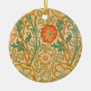 Rosa- und Rosenmuster (von William Morris) Keramik Ornament