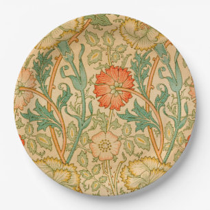 Rosa- und Rosenmuster (von William Morris) Pappteller