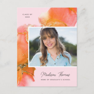 Rosa und rostfarbenes Foto Abschluss Postkarte