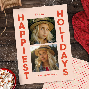 Rosa und Rot 2 Foto Foto Weihnachtskarte Feiertagskarte