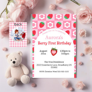 Rosa und Rot Berry Einladung zum Geburtstag