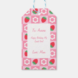 Rosa und Rot Berry Erste Geburtstagsgeschenk Tag Geschenkanhänger