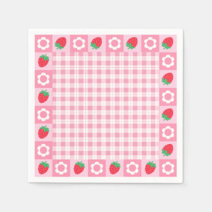 Rosa und Rot Berry Erste Geburtstagsparty Napkins Serviette