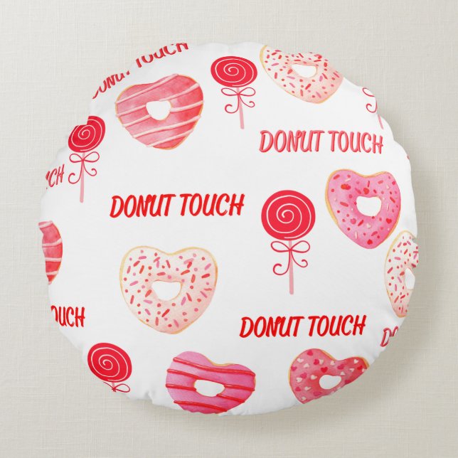 Rosa und Rot DoNut Touch Kissen (Vorderseite)