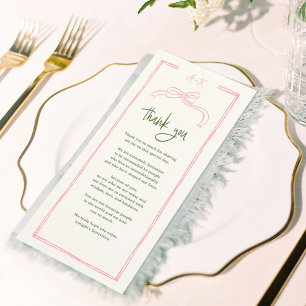 Rosa und Rot-farbige Hochzeit Danke Platzkarte