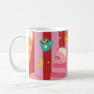 Rosa und rot gestreifter Becher mit Übernachtung-M Kaffeetasse