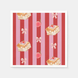 Rosa und rot gestreiftes Design mit Kuchengestaltu Serviette