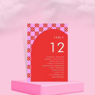 Rosa und Rot Mitte Jahrhundert Seating Chart Namen Tischnummer