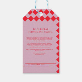 Rosa und Rot Retro Fett Liebe & Dank Hochzeit Geschenkanhänger