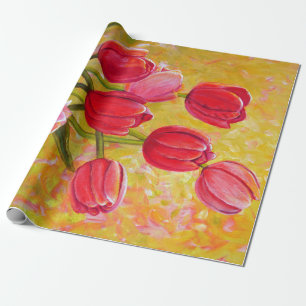 Rosa und Rot-Tulip-Anordnung Geschenkpapier
