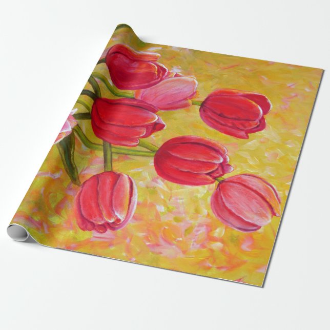 Rosa und Rot-Tulip-Anordnung Geschenkpapier (Ungerollt)