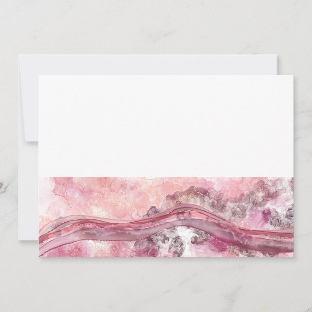 Rosa und rote Alkoholtinte Feiertagskarte (Vorderseite)