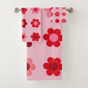 Rosa und rote Blume Badhandtuch Set
