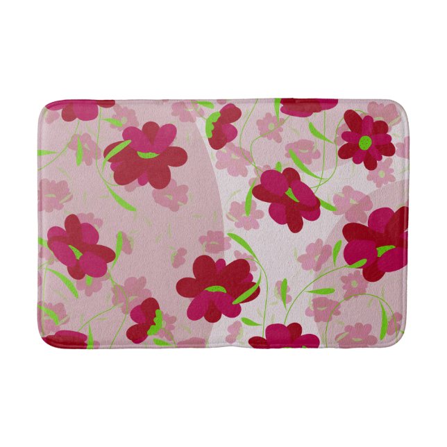 Rosa und rote Blume - Blumen Badematte (Vorderseite)