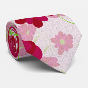Rosa und rote Blume - Blumen Krawatte