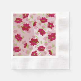 Rosa und rote Blume - Blumen Serviette