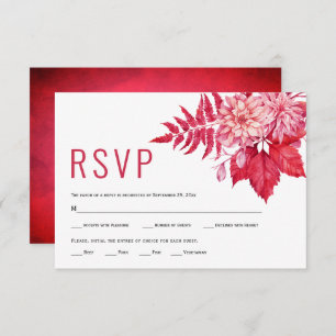Rosa und rote Blume Blütenhochzeit RSVP Karte