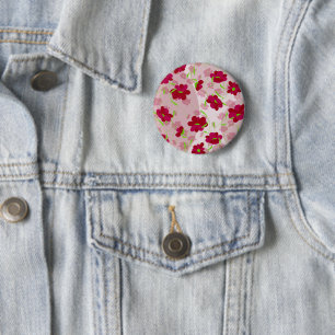Rosa und rote Blumen - Floral Button