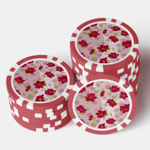 Rosa und rote Blumen - Floral Pokerchips
