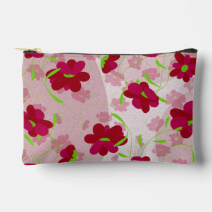 Rosa und rote Blumen - Floral Zubehörtasche