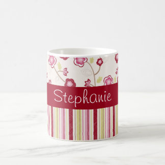 Rosa und rote Blumen-personalisierte Kaffee-Tasse Tasse