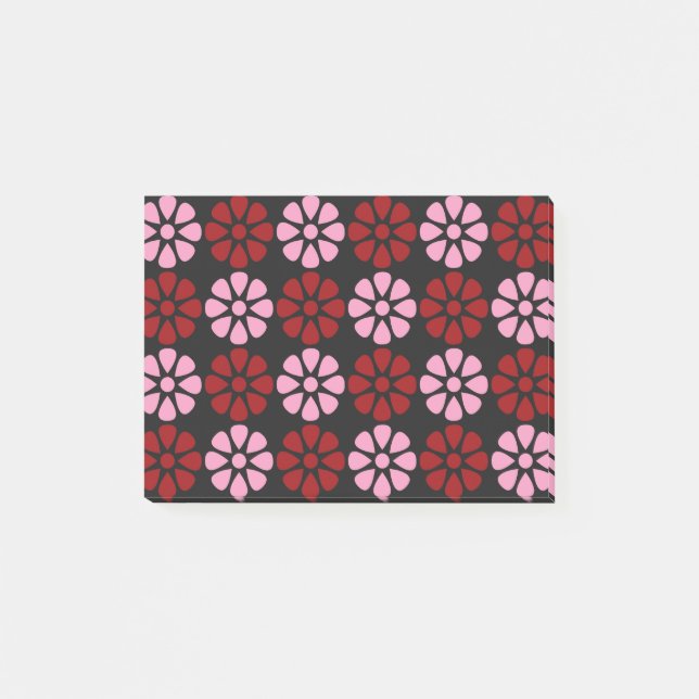 Rosa und rote Blumenmuster Post-it Klebezettel (Vorderseite)