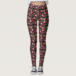 Rosa und Rote Blüte Tulip Leggings