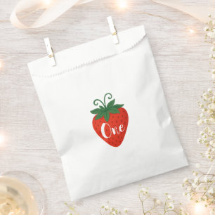Rosa und Rote Blüten Erdbeeren Niedliches Party Geschenktütchen