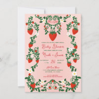 Rosa und Rote Blütenweine Erdbeere Babydusche