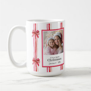 Rosa und Rote Bows Weihnachts-Foto-Tasse Kaffeetasse