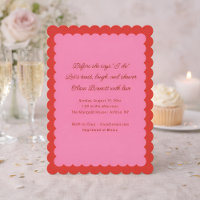 Rosa und rote Bridal Shower-Einladung mit gewellte