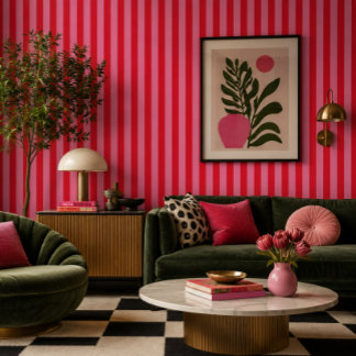 Rosa und rote Candy-Streifen Tapete
