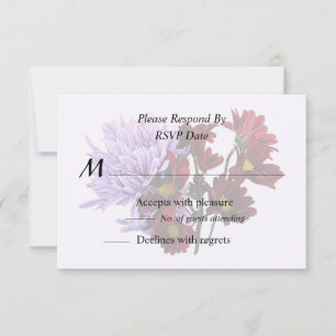 Rosa und Rote Chrysanthemen RSVP Karte