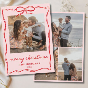 Rosa und Rote Coquette Bow Weihnachten 4 Foto Fami