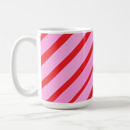 Rosa und rote diagonale Streifen  Kaffeetasse