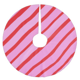 Rosa und rote diagonale Streifen  Polyester Weihnachtsbaumdecke