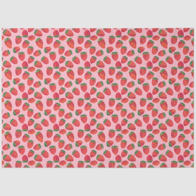 Rosa und Rote Erdbeere Seidenpapier (Vorderseite)