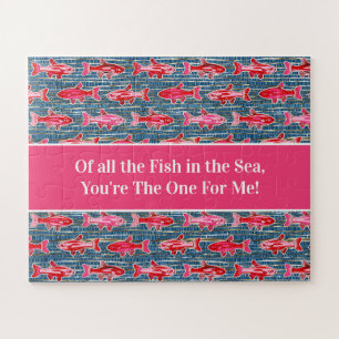 Rosa und rote Fische zum Valentinstag Puzzle